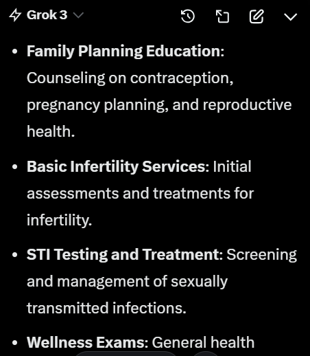 MotownDR's tweet image. #TitleX 

For those of you wondering -- this is what's being defunded.  Even if you have health insurance - if you had a daughter away at school who took advantage of services at clinics, you might want to tell her all she's losing - and what may not be available any longer.