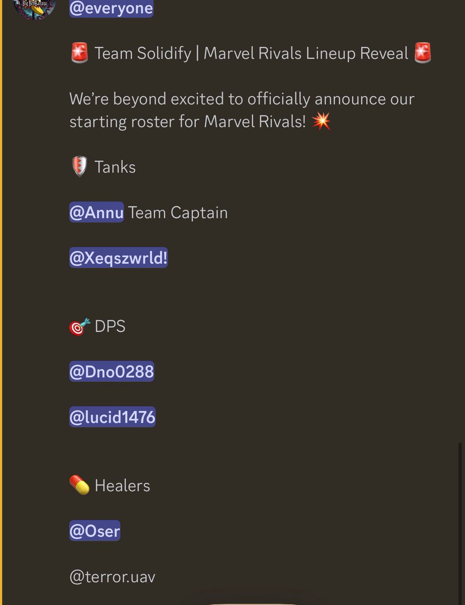 After a lot of team changes, player swaps, and behind the scenes issues… I will be playing in tonight’s Marvel Rivals Championship on behalf of Team Solidify!!! Please come and support me, i’ll be streaming at 7:30 pm EST until midnight. GO SOLIDIFY!!