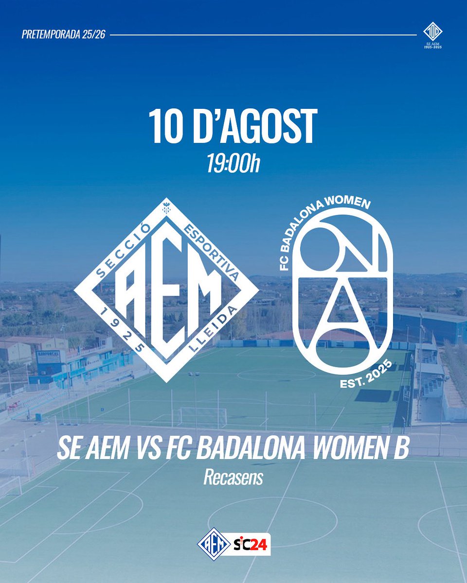 Secció Esportiva AEM (@seaem_1925) on Twitter photo Segon amistós de la pretemporada🔛
🆚 <a href="/levantebadalona/">FC Levante Badalona</a> B
📆 Diumenge 10 d’agost
🕖 19:00h
🏟️ Recasens
🎟️ Entrada gratuïta
#AEMetstuAEMsocjo #partdelsomni Segon amistós de la pretemporada🔛
🆚 <a href="/levantebadalona/">FC Levante Badalona</a> B
📆 Diumenge 10 d’agost
🕖 19:00h
🏟️ Recasens
🎟️ Entrada gratuïta
#AEMetstuAEMsocjo #partdelsomni