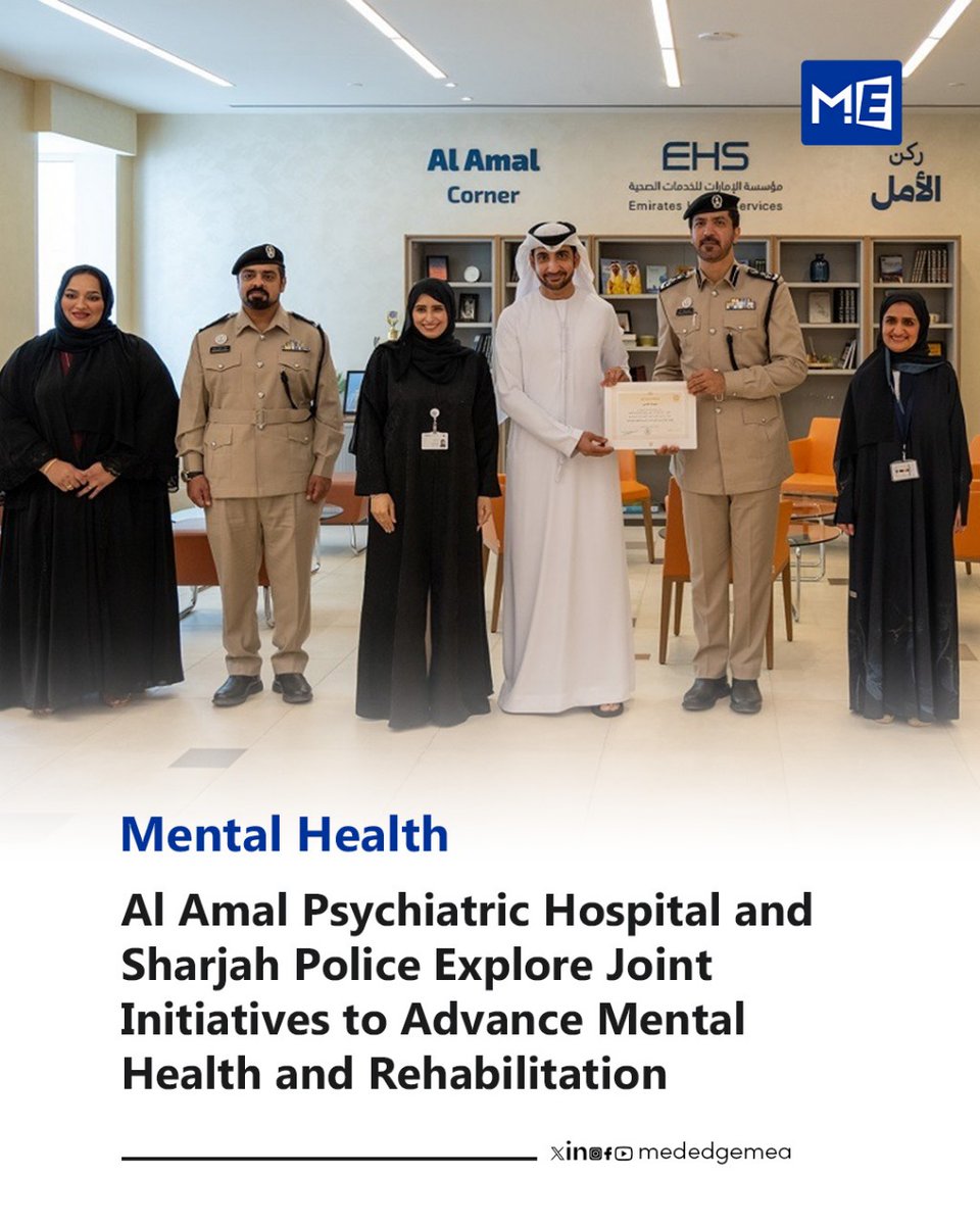 MedEdge MEA (@mededgemea) on Twitter photo Al Amal Psychiatric Hospital (<a href="/EHSUAE/">EHS UAE - ู
ุคุณุณุฉ ุงูุฅู
ุงุฑุงุช ููุฎุฏู
ุงุช ุงูุตุญูุฉ</a> ) and Sharjah Police are joining forces to advance mental health care and rehabilitation in the UAE.
From supporting inmates to building community reintegration strategies, this partnership aims to create holistic, sustainable care models for Al Amal Psychiatric Hospital (<a href="/EHSUAE/">EHS UAE - ู
ุคุณุณุฉ ุงูุฅู
ุงุฑุงุช ููุฎุฏู
ุงุช ุงูุตุญูุฉ</a> ) and Sharjah Police are joining forces to advance mental health care and rehabilitation in the UAE.
From supporting inmates to building community reintegration strategies, this partnership aims to create holistic, sustainable care models for