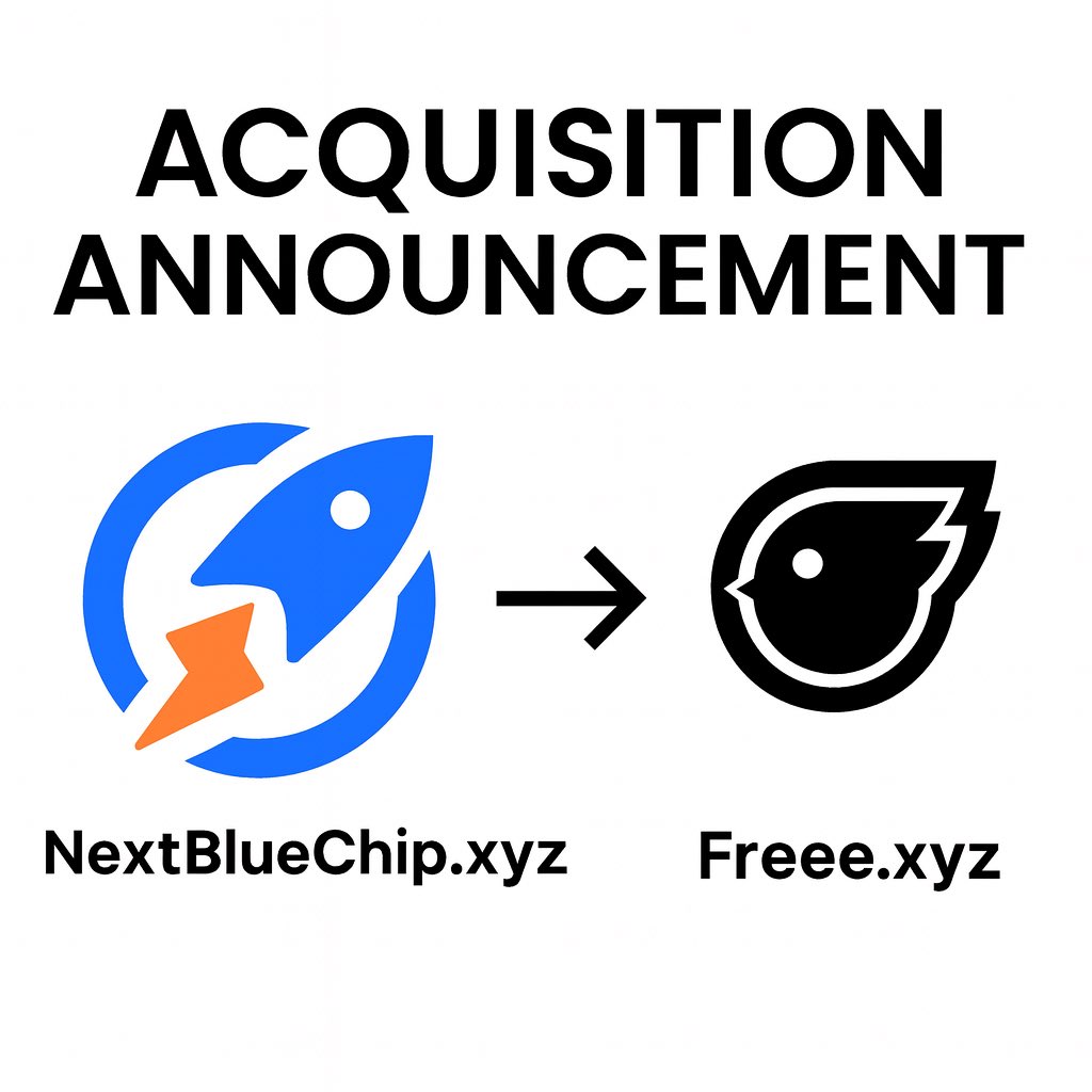 Next BlueChip (<a href="/NextBlueChipxyz/">Next BlueChip</a>), the No-Code All-in-One Tools for NFT Creators, has officially been acquired by Freee.xyz (<a href="/Freeexyz/">Freee</a>).

We will be merging into <a href="/FreeeGenerator/">Freee Generator</a> to continue empowering creators to launch, grow, and succeed in the NFT space. 🚀