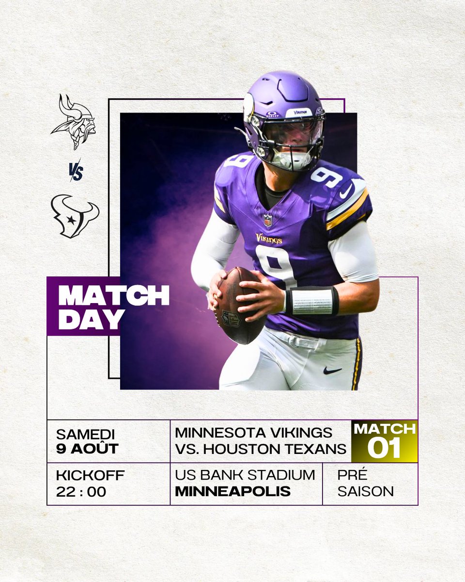 GAME DAY
 
C'est le retour du Viking Football avec le 1e match de la saison ce soir contre les Texans à 22h ! 
L'occasion de faire un état des lieux des troupes et de voir un peu McCarthy