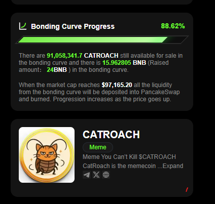 CZ knows… $CATROACH season is here 😏

<a href="/four_meme_/">Four.Meme</a>  Bonding curve 80%+ ✅ Almost full

$BNB $BTC #memecoin