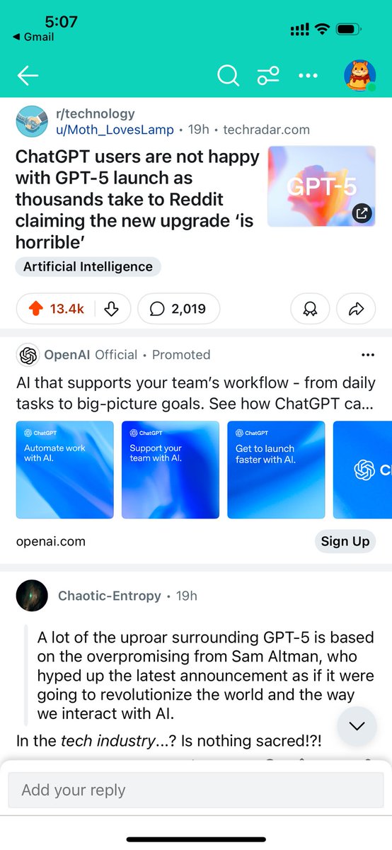 hmmmm is gpt5 Artificial intelligence or artificial inflation …