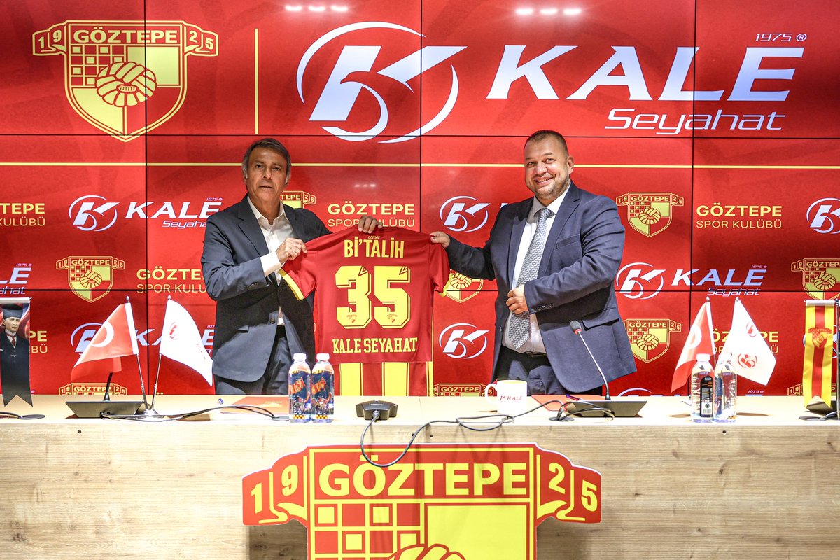 Goztepe's tweet photo. Kulübümüz, 1975’ten beri şehirlerarası seyahat sektöründe güven ve konforun adresi Kale Seyahat ile sponsorluk anlaşmasına imza attı.

Gürsel Aksel Stadyumu’nda gerçekleşen lansmana CEO'muz Kerem Ertan ve Kale Seyahat Yönetim Kurulu Başkanı Cemal Alirıza Çelebi katıldı.

Yapılan anlaşma kapsamında Kale Seyahat, Göztepe Spor Kulübü’nün kara ulaşım sponsoru olmanın yanı sıra yeni bir takım otobüsünü de kulübümüze kazandıracak.

https://t.co/3pdf58Qhub

#Göztepe