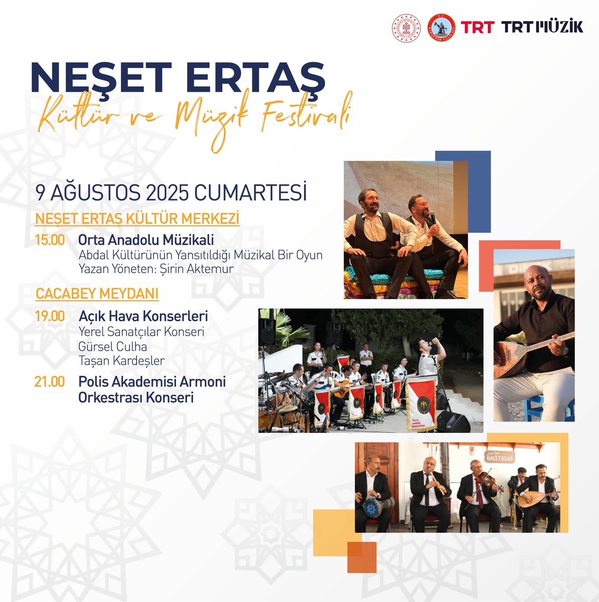🎶🎶🎭Neşet Ertaş Kültür ve Müzik Festivali.🎭🎶🎶

2. Gün Etkinliklerimiz

📌Kırşehir / Neşet Ertaş Kültür Merkezi / Cacabey Meydanı

#AnadolununRuhuKırşehir
#NeşetErtaşKültürVeMüzikFestivali