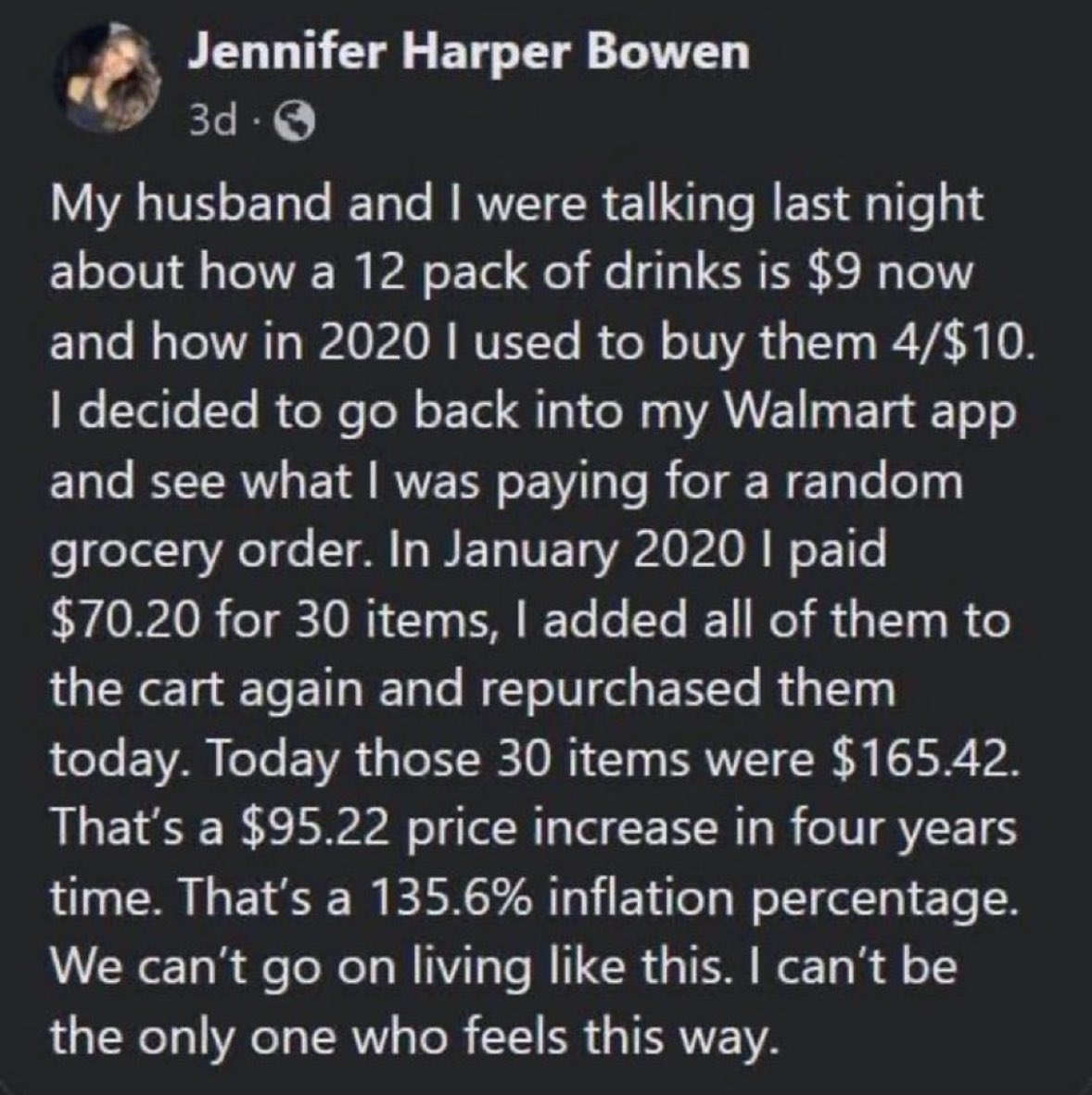 هذه من اكثر الصور المنتشرة منذ ايام

وتصف التضخم الحاصل في ارتفاع قيمة الأغذية

فعليًا كل شي ارتفعت قيمته نتيجة لطباعة تريليونات الدولارات منذ عام 2020

ماهو الحل؟

في التغريدة القادمة…