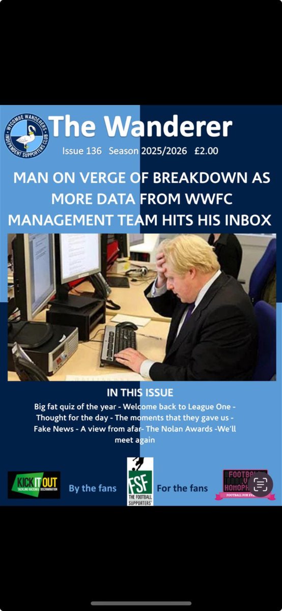 WWISC (@wwisc1994) on Twitter photo UNDER NEW MANAGEMENT!
New season, new <a href="/WandererFanzine/">The Wanderer</a> , new editor. Same price though 😀
Pick up your copy of the greatest Wycombe Wanderers print fanzine available to buy anywhere in Sands. Or, in fact, the world.
£2 or free to members
#COYB UNDER NEW MANAGEMENT!
New season, new <a href="/WandererFanzine/">The Wanderer</a> , new editor. Same price though 😀
Pick up your copy of the greatest Wycombe Wanderers print fanzine available to buy anywhere in Sands. Or, in fact, the world.
£2 or free to members
#COYB