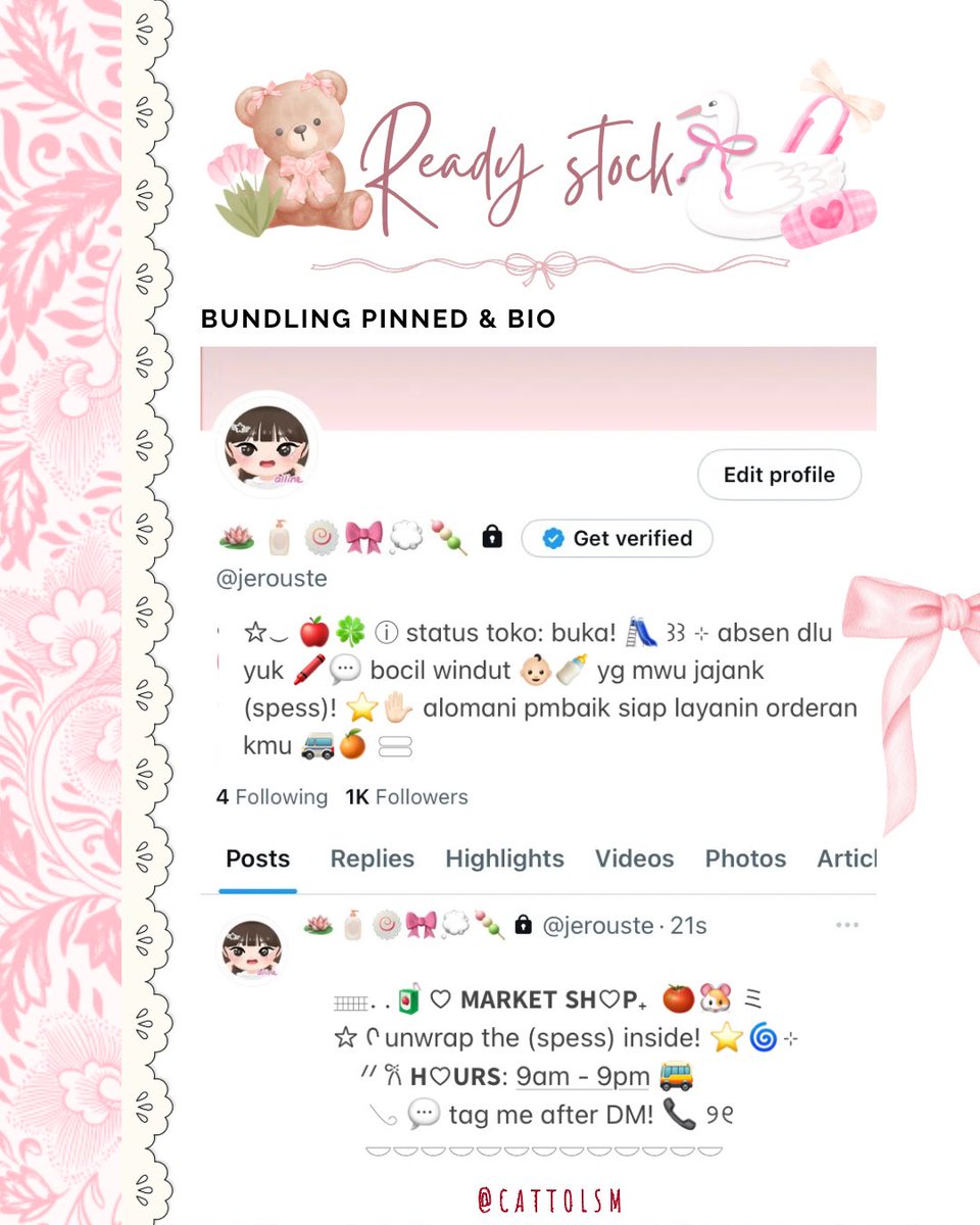 CATTOlSM's tweet image. help repost?? terimakacii! 🐹🪁🖍️

hy aDiK-ADik! 👶🏻🍼
aku datang membawa 6 bundling wording pinned ready stock edisi bocil windut 👩🏻‍🌾🍎⊹ &amp;amp; cute ver (5, 6)! hanya 8500 each yaa ⭐️🐈‍⬛

more detail kindly check alt. ★
please @ me aft dm yaa! &amp;gt;&amp;lt;
#zonauang #zonajajan #zonaba