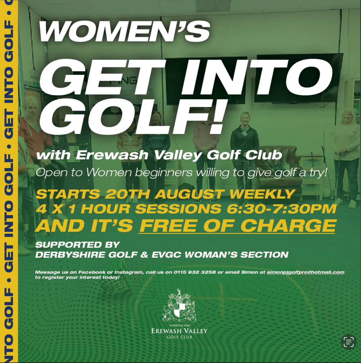 Please get in touch with me directly for more info and to make a booking on this great initiative <a href="/ErewashVGolfC/">Erewash Valley GC</a> 🏌️‍♂️