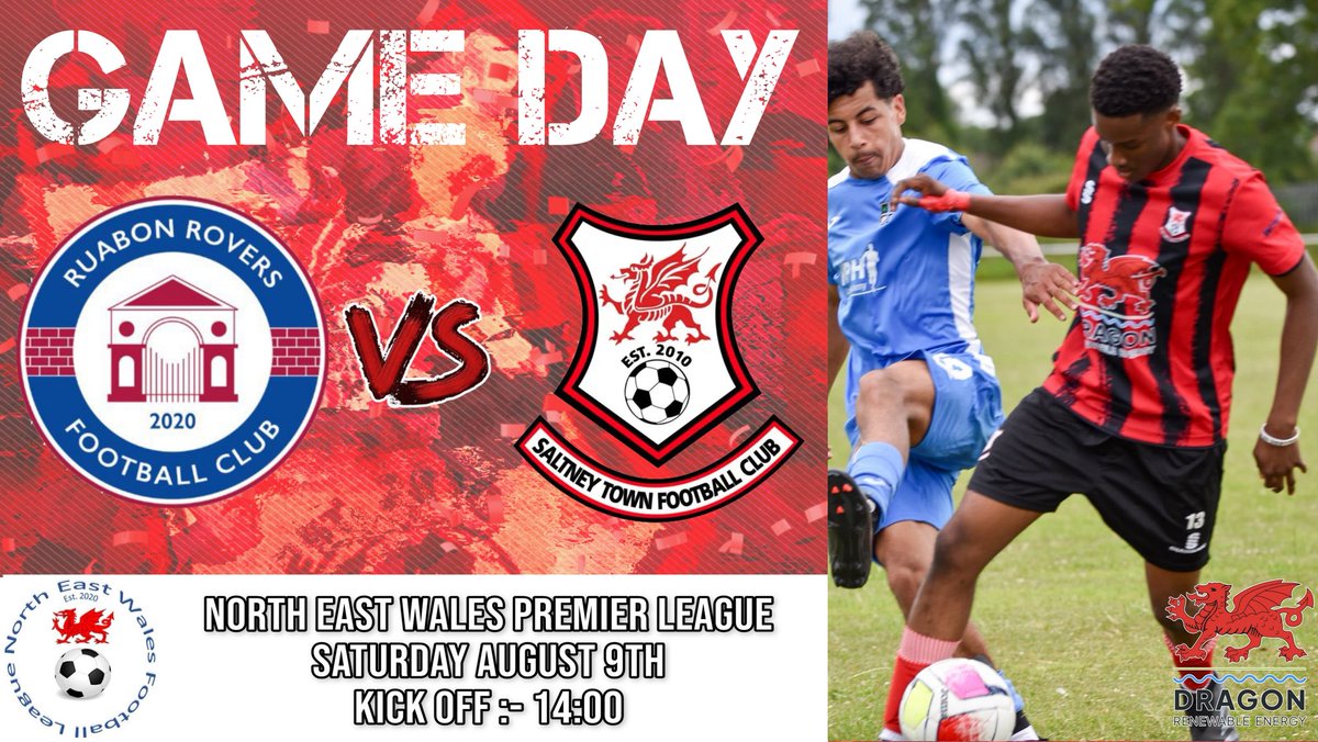 Saltney Town FC (@saltneytownfc) on Twitter photo 🔴⚫️ MATCHDAY ⚫️🔴
Season opener in North East Wales Division 1! 🏆
🆚 <a href="/RuabonRoversFC/">Ruabon Rovers FC</a> (A)
📍 LL14 6AD
🕑 KO: 14:00
New look team. New season.
Let’s start with 3 points. 💪🔥
#SaltneyTownFC #UpTheTown #Matchday #ThisIsSaltney 🔴⚫️ MATCHDAY ⚫️🔴
Season opener in North East Wales Division 1! 🏆
🆚 <a href="/RuabonRoversFC/">Ruabon Rovers FC</a> (A)
📍 LL14 6AD
🕑 KO: 14:00
New look team. New season.
Let’s start with 3 points. 💪🔥
#SaltneyTownFC #UpTheTown #Matchday #ThisIsSaltney