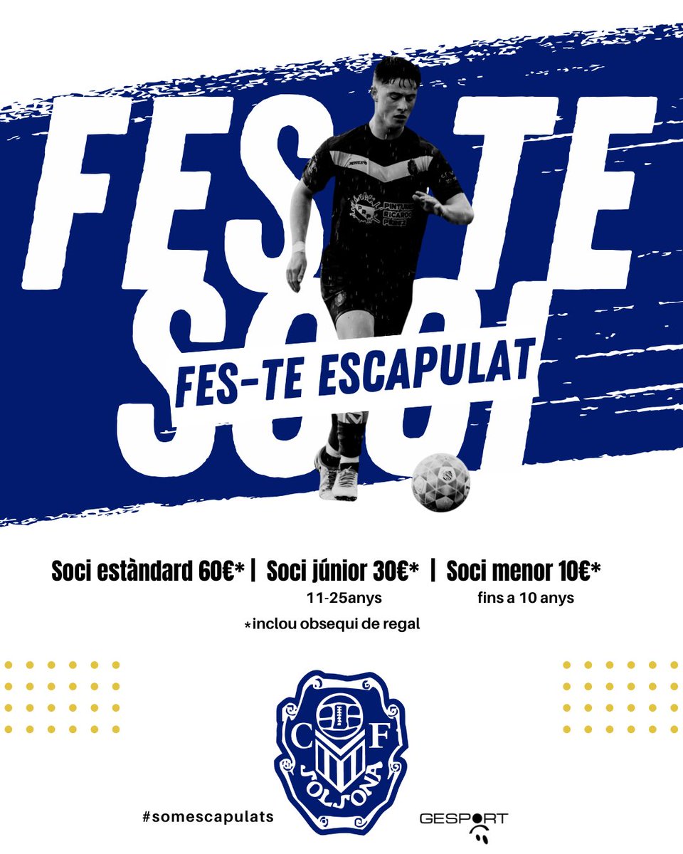 FES-TE SOCI 🔵

📝 Més info a les oficines del Club!

#somescapulats
