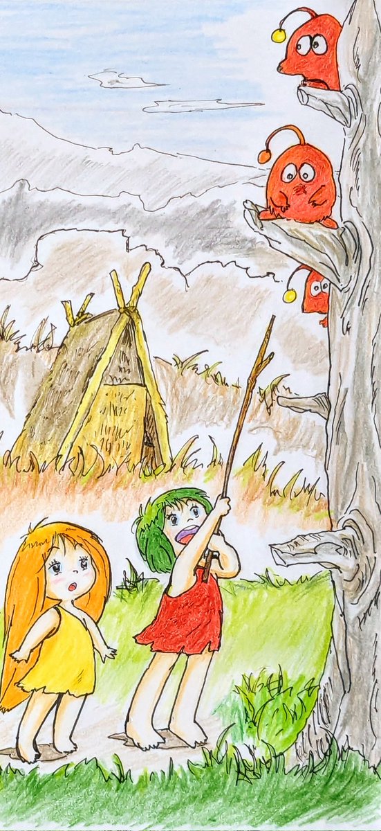 わんぱく大昔クムクム」セル画＋直筆背景画 アニメ「わんぱく大昔