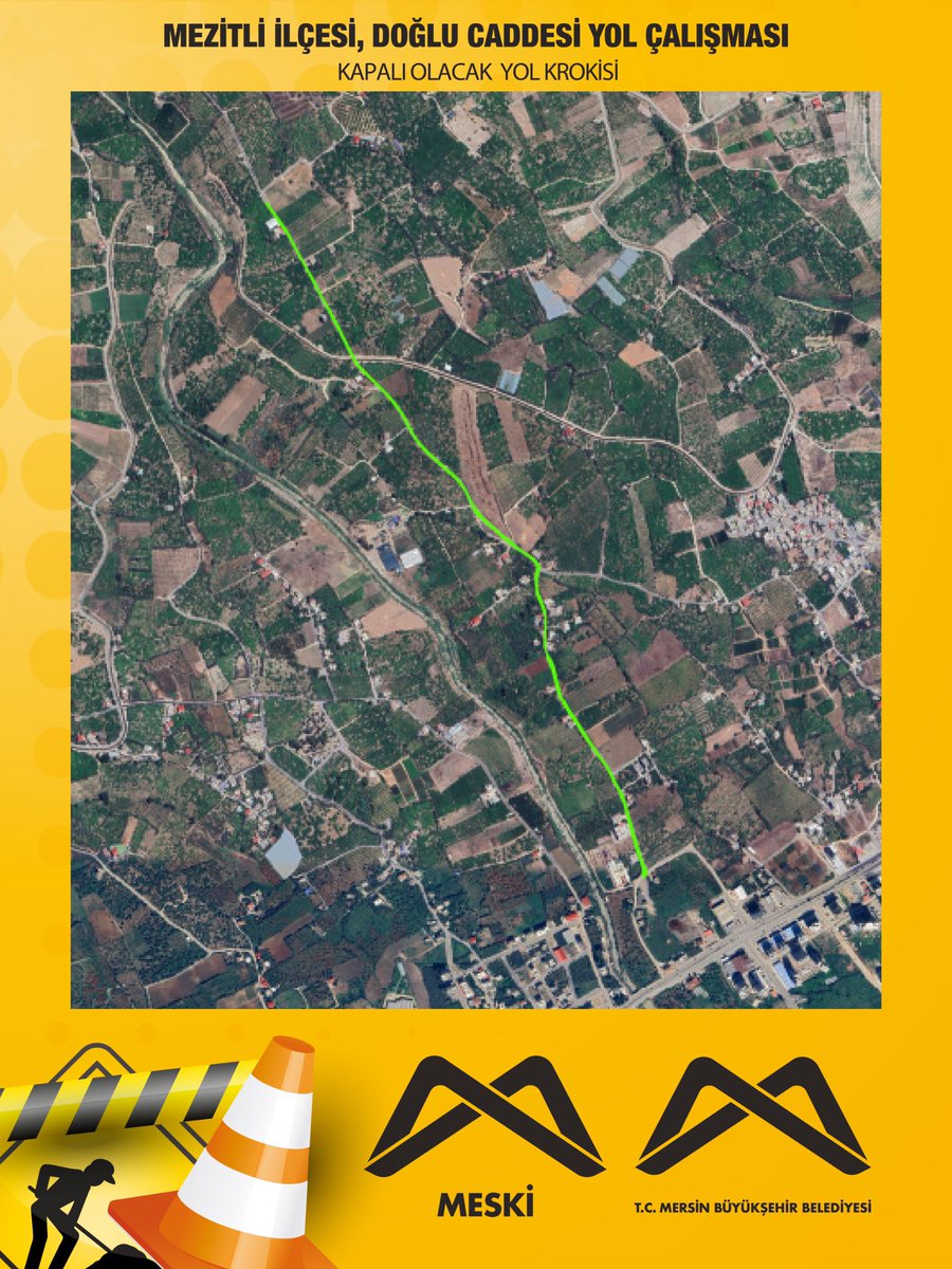 Mezitli ilçesi, Doğlu Caddesi'nde yapılacak olan yol düzenleme çalışmasından dolayı krokide belirtilen alan 11.08.2025 Pazartesi, 09.00 itibarıyla trafiğe kapalı olacaktır.

Kapalı olacak yol krokisi için kaydırınız. 👉