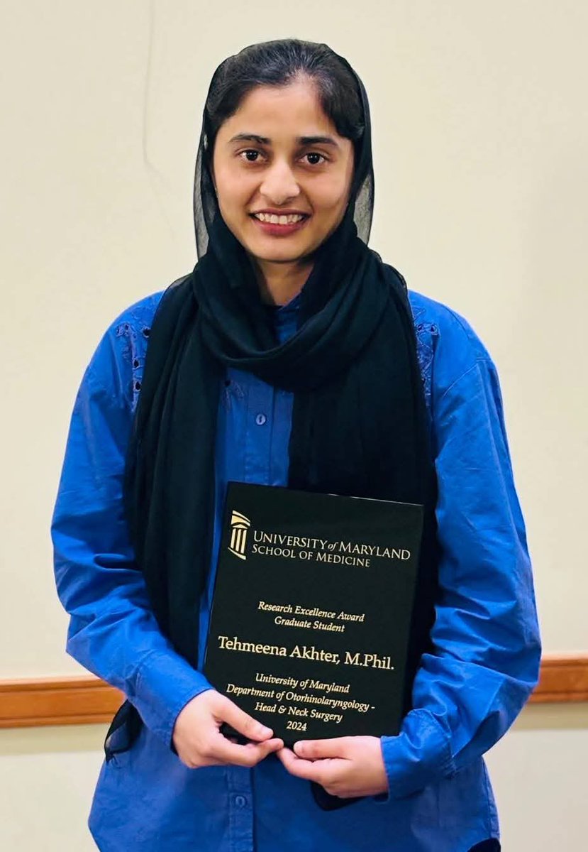 CentreCemb's tweet photo. CEMB Scholar Shines Again: Research Excellence Award from the University of Maryland for Ms. Tehmeena Akhter, who has been honored with the Research Excellence Award by the University of Maryland, Baltimore, USA. https://t.co/IaAK631sYg