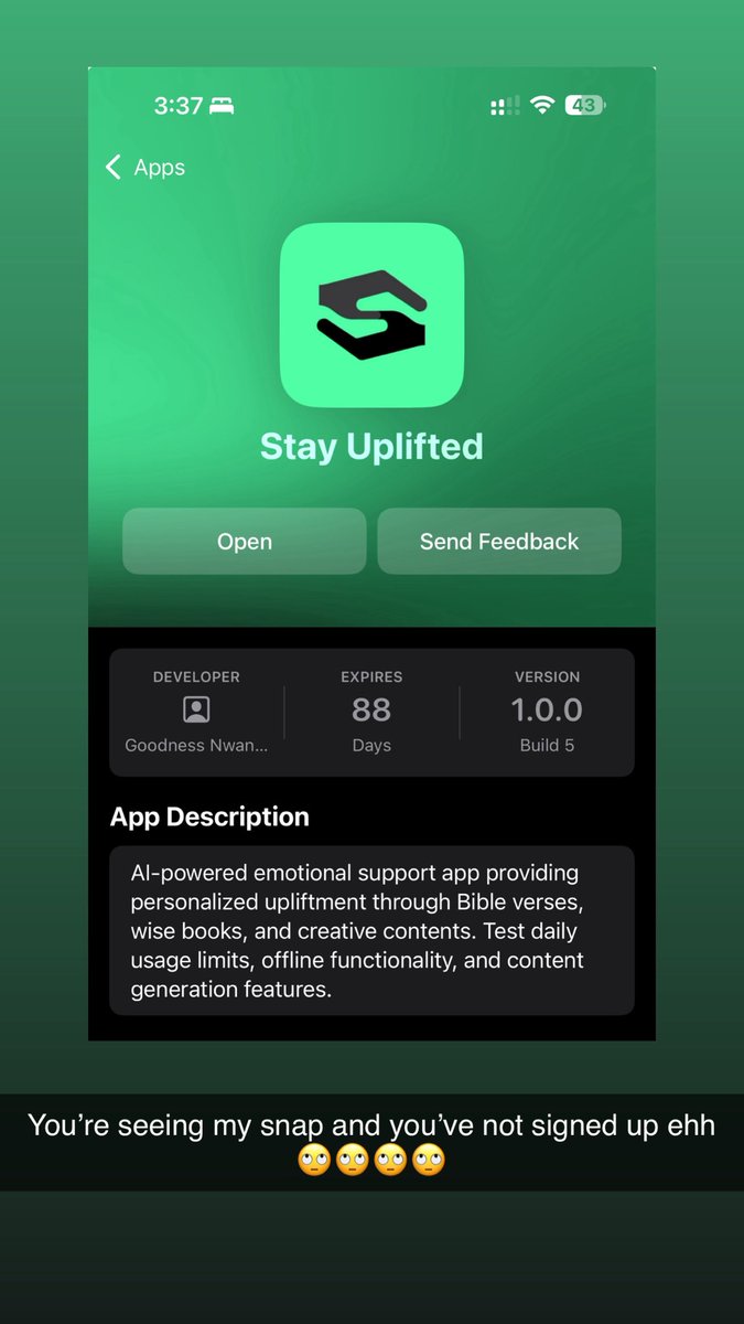 nder_dzn's tweet image. We already have 16 testers on board 🙇🏽🙇🏽🙇🏽.
You can join them here: stayuplifted.com/beta-signup.

If you’ve already signed up, you should have received an email with instructions to get started.

For any questions or assistance, feel free to send me a DM.

#stayuplifted #mobileapp