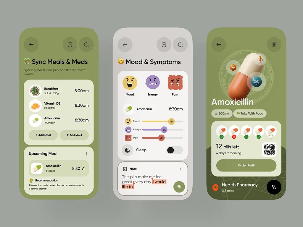 AliakbarUIUXDev's tweet image. Introducing MediSync+, a smart mobile app for managing your health! 💊

This app helps you:
Sync medications and meals with a visual schedule.

Track your mood and symptoms easily with sliders and emojis.
Take control of your health in a personal and proactive way! ✨
#ui #ux