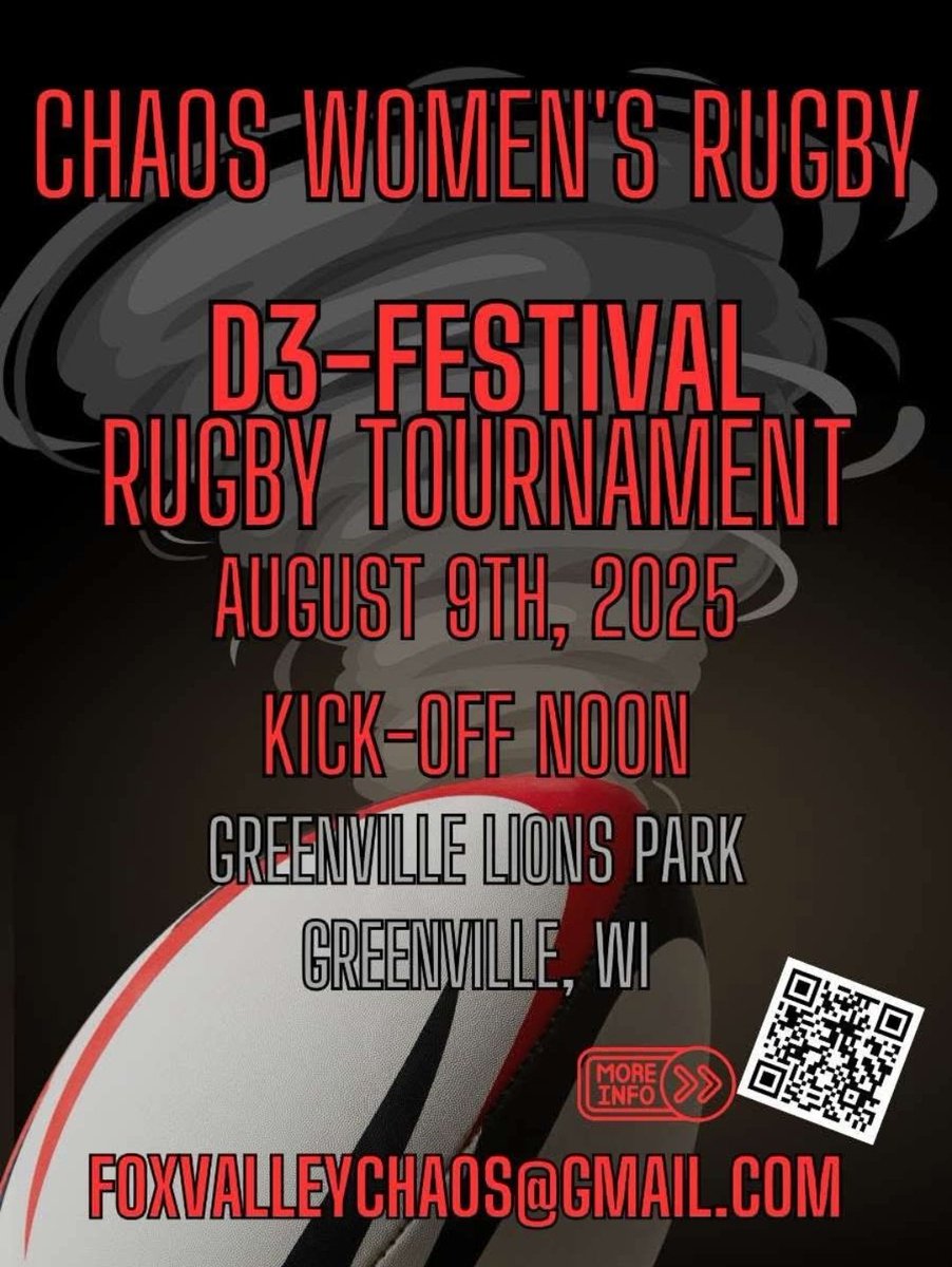 Women's Rugby on tap today in Greenville, WI as the Fox Valley Chaos host a Women's D3 social festival tournament. #SaturdaysARugbyDay coming up.