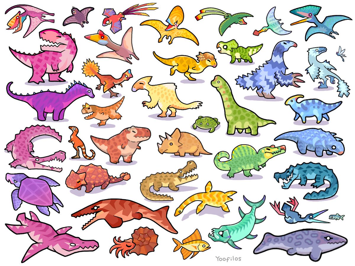 Had to rehone my skill in colouring, there's no better way to do it other than drawing tiny and colourful prehistoric creatures.