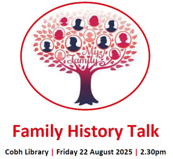 corkcolibrary's tweet image. A date for your diary - On Friday 22nd August at 2.30pm Cobh Library will hold a talk looking at the various resources available for those wishing to research their family history. A must for any aspiring genealogy sleuth!

#cobhlibrary
Cobh Edition
Cobh Museum
Cobh Tourism…