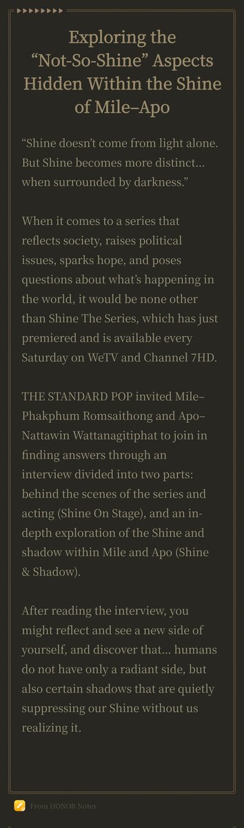 kath1een_a's tweet image. Here we go!
Here&apos;s the full translation of MileApo&apos;s interview by #TheStandardPOP
Excuse me for the wrong translations, typos and poor quality in advance.🙏 Enjoy! 🤗

#ShineTheSeries
#MileApo