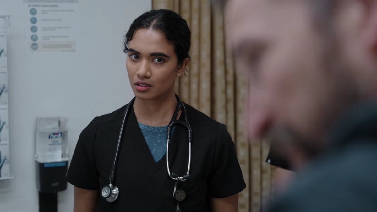 thinking about robby glowering, leaning forward, shoulders up, grabbing the bars to yell at this guy, pivoting from an earlier convo to defend samira, and samira watching him like this