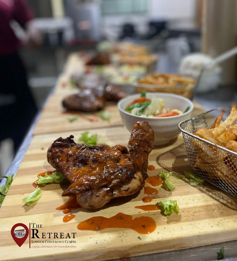 powerfmzimbabwe's tweet image. Savour the flavour! Indulge in our chef-prepared grilled delights at The Retreat (Lodge & Conference Centre). Grilled Chicken Cotta, marinated to perfection with a hint of lemon & herbs, Tender Grilled T-Bone, cooked to your liking, Freshly baked chips, crispy & golden. Come for…