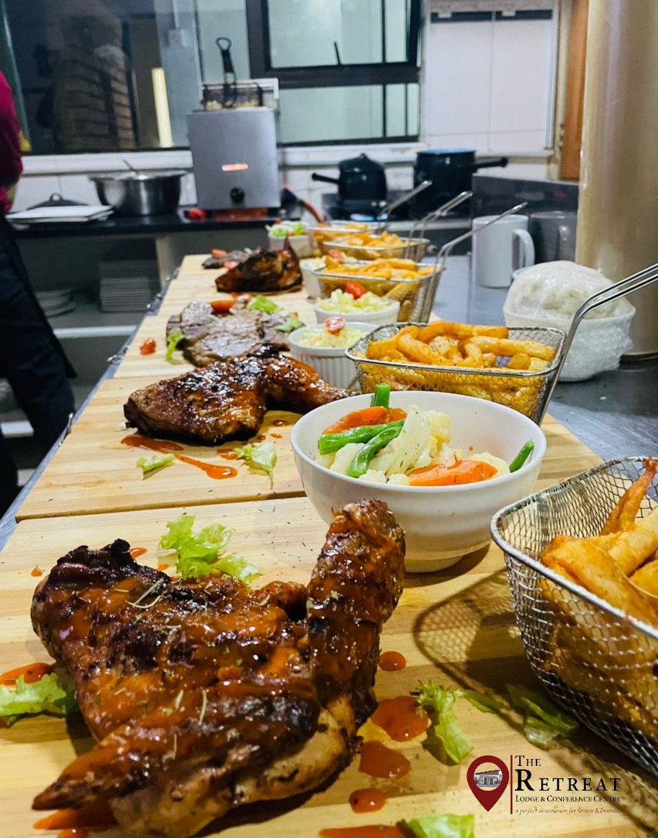 powerfmzimbabwe's tweet image. Savour the flavour! Indulge in our chef-prepared grilled delights at The Retreat (Lodge & Conference Centre). Grilled Chicken Cotta, marinated to perfection with a hint of lemon & herbs, Tender Grilled T-Bone, cooked to your liking, Freshly baked chips, crispy & golden. Come for…