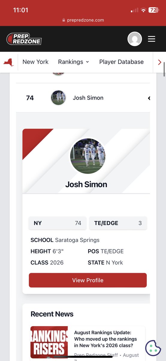 Josh Simon (@joshsimon23) on Twitter photo Thank you to <a href="/PRZcory/">Cory Lemer</a> and <a href="/PrepRedzoneNY/">Prep Redzone New York</a> for ranking me the 3rd best TE in the state and 74th overall player‼️<a href="/CoachHayden56/">Eric Hayden</a> <a href="/CoachFulger/">Jesse Fulger</a> <a href="/SSHS_CoachCoons/">Jon Coons</a> Thank you to <a href="/PRZcory/">Cory Lemer</a> and <a href="/PrepRedzoneNY/">Prep Redzone New York</a> for ranking me the 3rd best TE in the state and 74th overall player‼️<a href="/CoachHayden56/">Eric Hayden</a> <a href="/CoachFulger/">Jesse Fulger</a> <a href="/SSHS_CoachCoons/">Jon Coons</a>