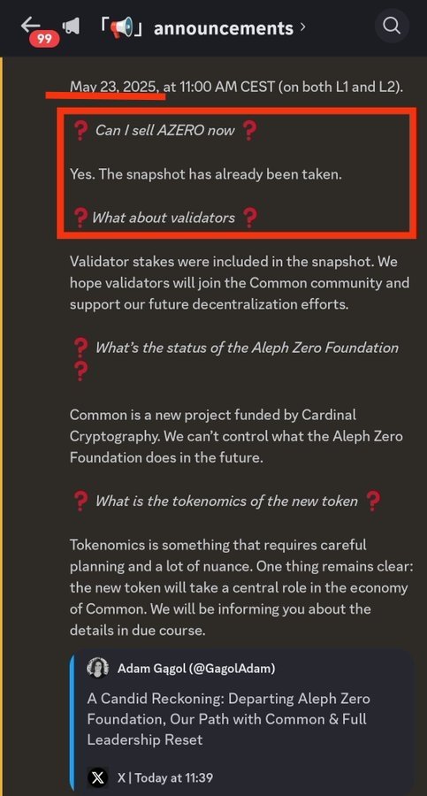 GShillver's tweet image. Trust and transparency @GagolAdam? Where was this when you outlined plans for $Azero to be used ecosystem wide including for Common, only to make a snap announcement 6 days later causing a 50% token selloff &amp;amp; FUDing Azero, telling ppl to sell AFTER you dumped on holders?