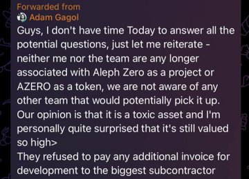 GShillver's tweet image. Trust and transparency @GagolAdam? Where was this when you outlined plans for $Azero to be used ecosystem wide including for Common, only to make a snap announcement 6 days later causing a 50% token selloff &amp;amp; FUDing Azero, telling ppl to sell AFTER you dumped on holders?