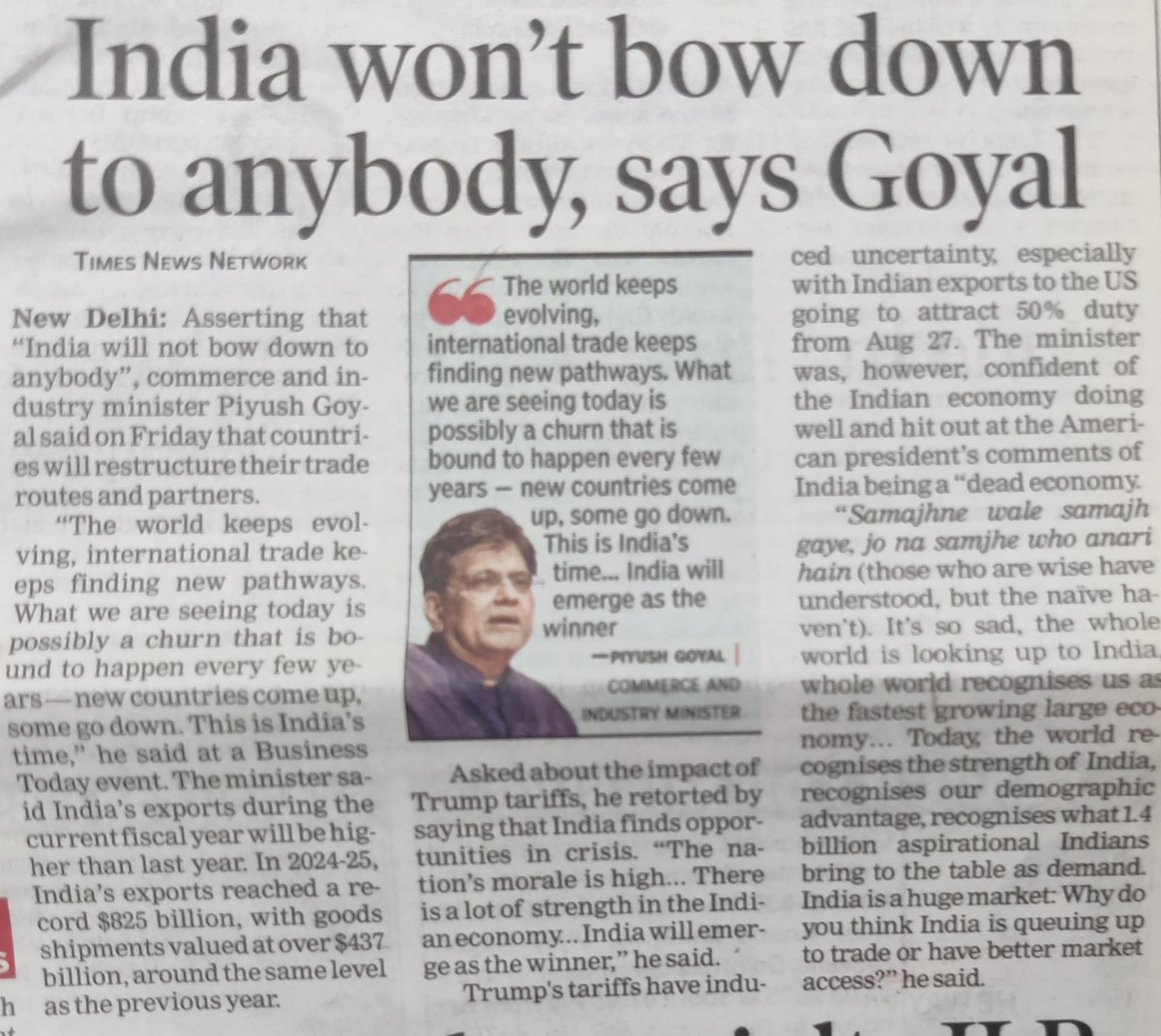 Dr. Vijay Tiwari (@vijaytiwariji) on Twitter photo <a href="/narendramodi/">Narendra Modi</a> <a href="/PMOIndia/">PMO India</a>
Entire Country should support the Hon'ble Prime Minister against #USA
Imposition of additional duty on India which they claim as #NationalSecurityIssue
<a href="/AmitShah/">Amit Shah</a> <a href="/HMOIndia/">गृहमंत्री कार्यालय, HMO India</a> <a href="/DrSJaishankar/">Dr. S. Jaishankar</a> <a href="/MEAIndia/">Randhir Jaiswal</a> <a href="/IAjitDoval_IND/">Ajit Doval ᴾᵃʳᵒᵈʸ🇮🇳</a> <a href="/PiyushGoyal/">Piyush Goyal</a> <a href="/PiyushGoyalOffc/">Piyush Goyal Office</a>
<a href="/ANI/">ANI</a> <a href="/narendramodi/">Narendra Modi</a> <a href="/PMOIndia/">PMO India</a>
Entire Country should support the Hon'ble Prime Minister against #USA
Imposition of additional duty on India which they claim as #NationalSecurityIssue
<a href="/AmitShah/">Amit Shah</a> <a href="/HMOIndia/">गृहमंत्री कार्यालय, HMO India</a> <a href="/DrSJaishankar/">Dr. S. Jaishankar</a> <a href="/MEAIndia/">Randhir Jaiswal</a> <a href="/IAjitDoval_IND/">Ajit Doval ᴾᵃʳᵒᵈʸ🇮🇳</a> <a href="/PiyushGoyal/">Piyush Goyal</a> <a href="/PiyushGoyalOffc/">Piyush Goyal Office</a>
<a href="/ANI/">ANI</a>