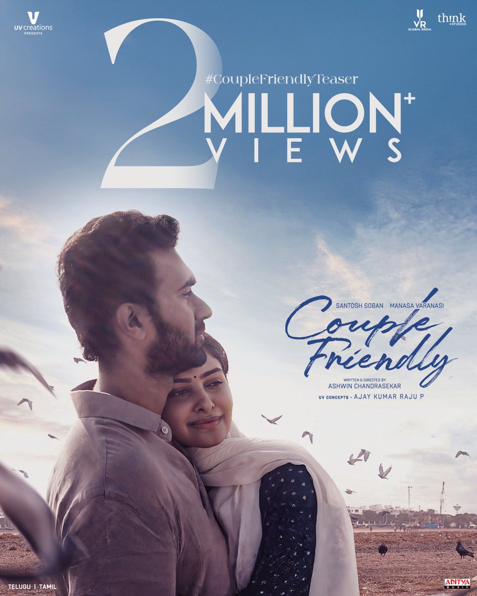 UV Creations (@uv_creations) on Twitter photo 2 MILLION HEARTS ❤️ and One sizzling teaser 💞
The #CoupleFriendlyTeaser hits 2 MILLION+ views on YouTube ❤️🔥
▶️ bit.ly/CoupleFriendly…
#CoupleFriendly in cinemas soon in Telugu & Tamil ✨
<a href="/santoshsoban/">Santosh Soban</a> <a href="/varanasi_manasa/">Manasa Varanasi</a> <a href="/manojac/">Ashwin Chandrasekar</a> <a href="/ajayraju911/">ajayraju p</a> <a href="/DKP_DOP/">Dineshkumarpurushothaman</a> <a href="/Adi_4595/">Aditya Ravindran</a> <a href="/thecutsmaker/">Ganesh Siva</a> 2 MILLION HEARTS ❤️ and One sizzling teaser 💞
The #CoupleFriendlyTeaser hits 2 MILLION+ views on YouTube ❤️🔥
▶️ bit.ly/CoupleFriendly…
#CoupleFriendly in cinemas soon in Telugu & Tamil ✨
<a href="/santoshsoban/">Santosh Soban</a> <a href="/varanasi_manasa/">Manasa Varanasi</a> <a href="/manojac/">Ashwin Chandrasekar</a> <a href="/ajayraju911/">ajayraju p</a> <a href="/DKP_DOP/">Dineshkumarpurushothaman</a> <a href="/Adi_4595/">Aditya Ravindran</a> <a href="/thecutsmaker/">Ganesh Siva</a>