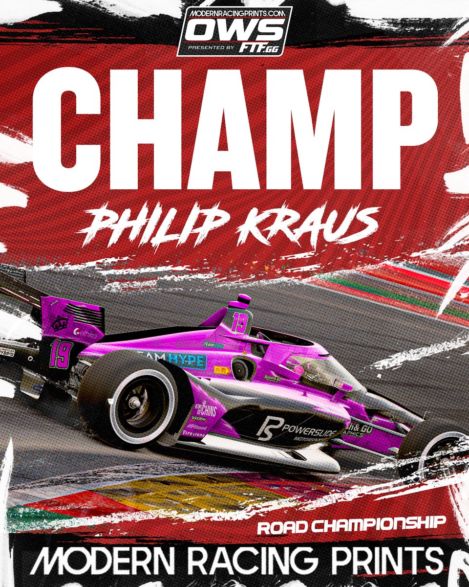 The road side to our <a href="/MRP_Prints/">Modern Racing Prints</a> Series is in the books!

Philip <a href="/KrausSimRacing/">Phil 🏡</a> won 4 of the 6 roadies on the schedule, including the last 2 at Motegi &amp; The Glen, and wins the Road Championship!

<a href="/jacobhoster/">Jacob Oster</a> won the Motegi Oval and leads the overall points with one race to go!