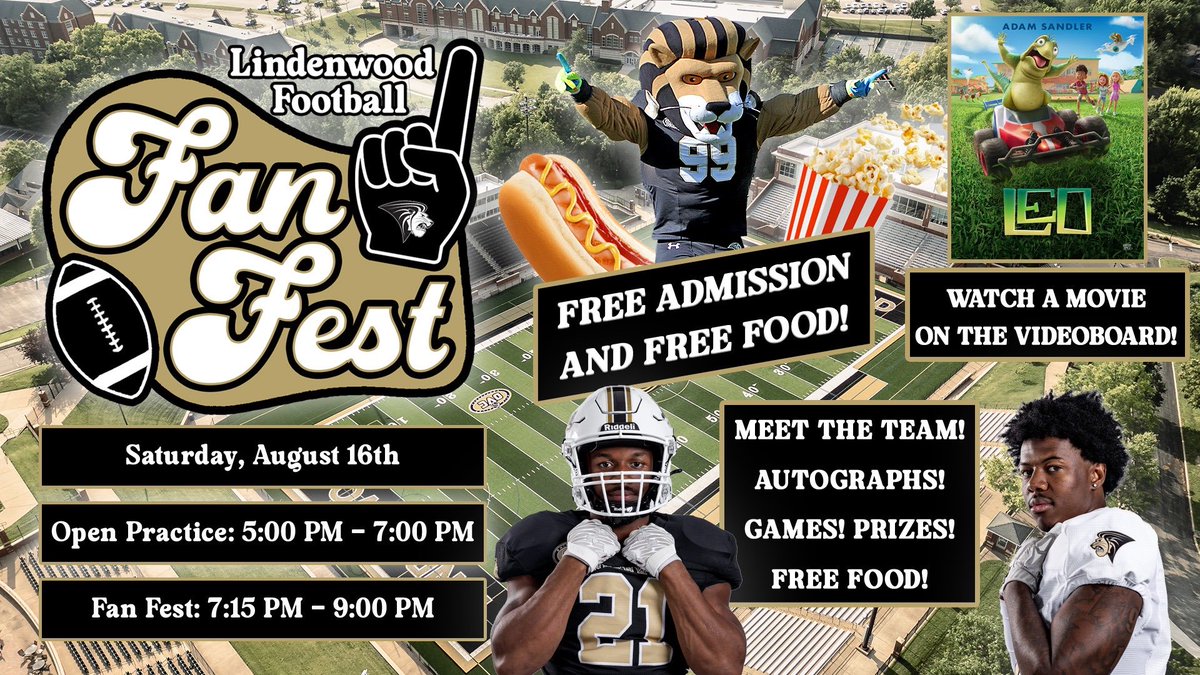 Lindenwood Athletics (@lu_lions) on Twitter photo ๐๐ง๐. ๐๐จ๐ซ๐. ๐๐๐๐ค.๐๐ฆ
Kick-off the 2025 <a href="/LindenwoodFB/">Lindenwood Football</a> season with our annual Fan Fest celebration ๐
๐Saturday, Aug. 16th
๐7:15-9 p.m. CT
๐Donโt forget your Summer Reading Program forms presented by <a href="/VantageCU/">Vantage Credit Union</a>
#TheHuntBegins ๐๐ง๐. ๐๐จ๐ซ๐. ๐๐๐๐ค.๐๐ฆ
Kick-off the 2025 <a href="/LindenwoodFB/">Lindenwood Football</a> season with our annual Fan Fest celebration ๐
๐Saturday, Aug. 16th
๐7:15-9 p.m. CT
๐Donโt forget your Summer Reading Program forms presented by <a href="/VantageCU/">Vantage Credit Union</a>
#TheHuntBegins