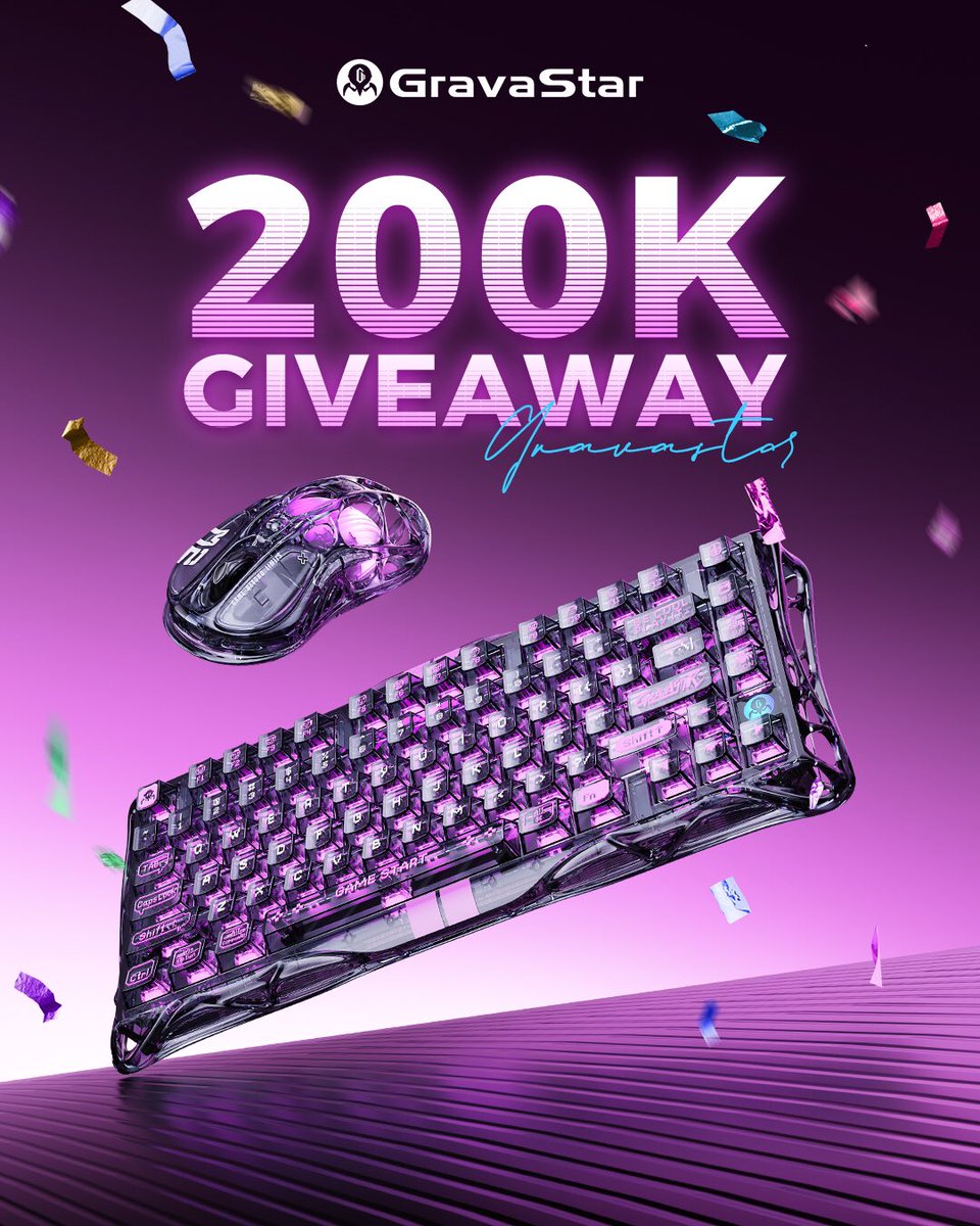 GravaStar_'s tweet photo. We’re celebrating 200K Instagram followers with a HUGE giveaway! 🎉
Win our Transparent Black Gaming Combo: Mercury V75 Lite HE Keyboard + M2 Mouse.

On Instagram: Follow @gravastar, like &amp; repost the giveaway post, tag 2 friends. Ends Aug 18—join now!

#gravastar #giveaway https://t.co/eHR5BoIWsx