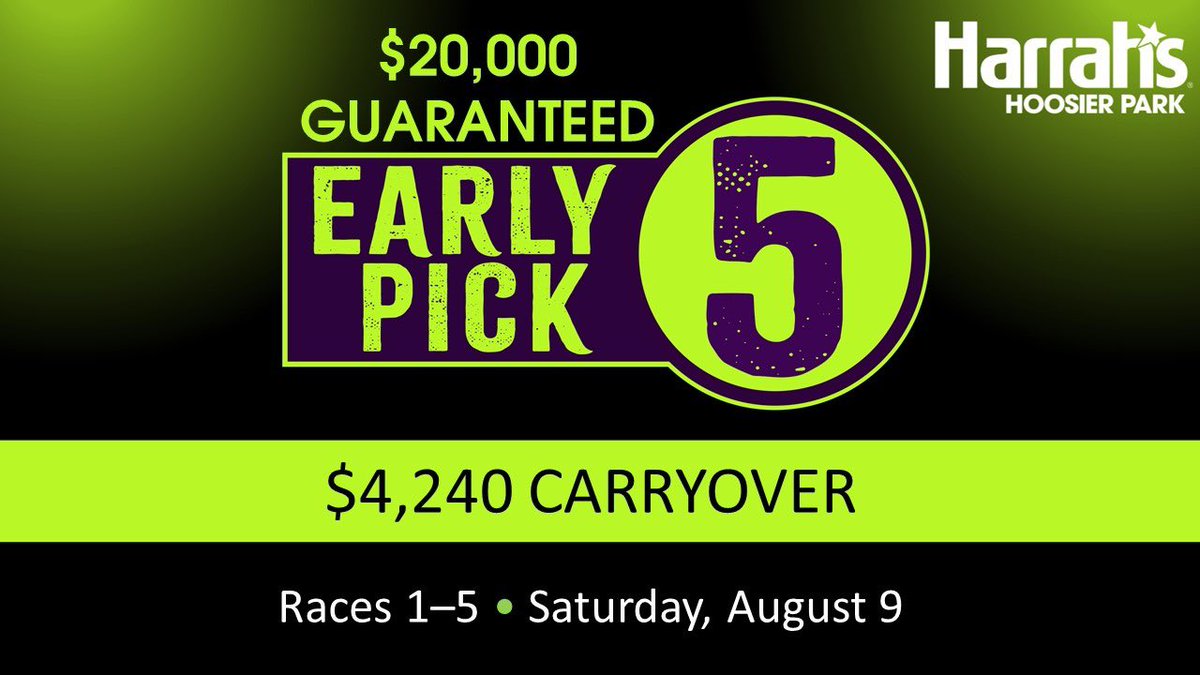 We are back for more after the big night last night and going to kick off the 12-race Saturday card with a $4,240 carryover in the Early Pick 5 which is guaranteed at $20,000! First post is 5:30pm! #PlayHP