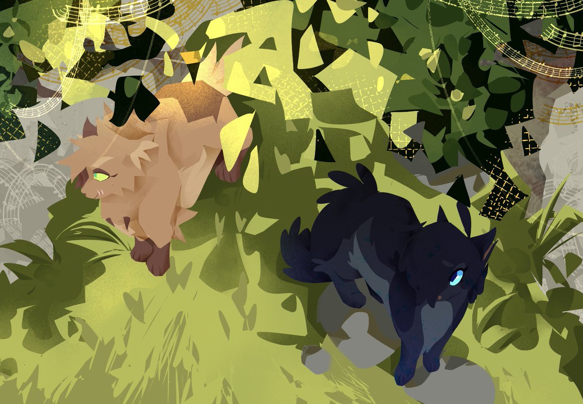azumarilled's tweet photo. Darkstar and Petalpaw(shade) fanart, story by @eviltweets725 

#warriorcats #fanart #au https://t.co/5bQYTubRdH