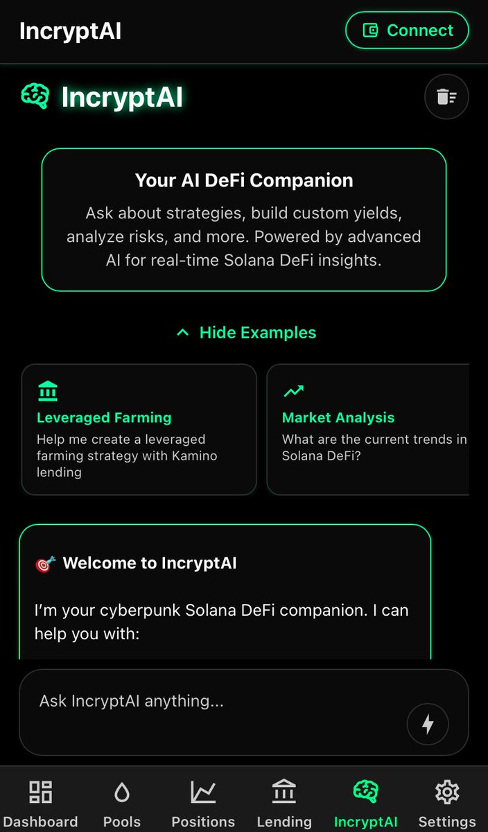 Incrypt 🚀 (@incrypt_defi) on Twitter photo 🤖🧠IncryptAi: Your AI DeFi companion!
Whether you are a newcomer trying to learn about yield farming or a seasoned pro trying to optimise your portfolio, Incrypt AI will help you achieve your goals 🚀
We are entered into the <a href="/RadiantsDAO/">Radiants ☀️</a> <a href="/solanamobile/">Seeker | Solana Mobile</a> hackathon! Demo’s of the 🤖🧠IncryptAi: Your AI DeFi companion!
Whether you are a newcomer trying to learn about yield farming or a seasoned pro trying to optimise your portfolio, Incrypt AI will help you achieve your goals 🚀
We are entered into the <a href="/RadiantsDAO/">Radiants ☀️</a> <a href="/solanamobile/">Seeker | Solana Mobile</a> hackathon! Demo’s of the