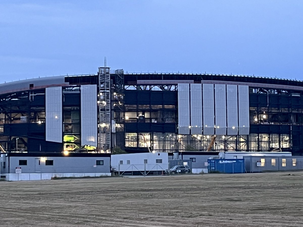 Buffalo Bills Stadium Updates (@bills_stadium) on Twitter photo The exterior of the new <a href="/BuffaloBills/">Buffalo Bills</a> stadium is continuing to take shape. Most notably, the installation of the perforated metal panels that will cover the higher levels of the stadium's exterior has begun. The perforations themselves are made in the shape of the "charge logo". The exterior of the new <a href="/BuffaloBills/">Buffalo Bills</a> stadium is continuing to take shape. Most notably, the installation of the perforated metal panels that will cover the higher levels of the stadium's exterior has begun. The perforations themselves are made in the shape of the "charge logo".