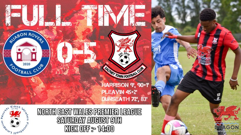 🔴⚫️ FT: Ruabon Rovers 0–5 Saltney Town ⚫️🔴

The Bordermen start the season in style with a dominant away win!🔥

⚽️ 9’ Harrison
⚽️ 45+2’ Pleavin
⚽️ 71’ Dunseath
⚽️ 83’ Dunseath
⚽️ 90+1’ Harrison

💪 Convincing. Clinical. Confident.

#SaltneyTownFC #UpTheTown #ThisIsSaltney