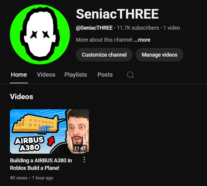 The First Ever video on the SeniacThree channel just went live! Go check it out! youtube.com/@SeniacTHREE