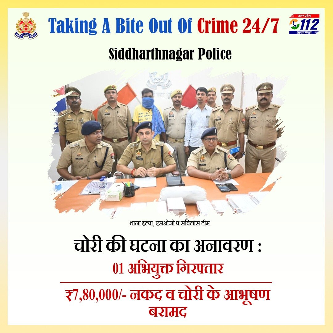 UP POLICE (@uppolice) on Twitter photo Zero Tolerance Against Crime -
हॉस्पिटल संचालक के घर में हुई चोरी की घटना का अनावरण करते हुए <a href="/siddharthnagpol/">Siddharthnagar Police</a> द्वारा 01 अभियुक्त को गिरफ्तार कर उसके कब्जे से ₹7,80,000/- नकद व चोरी के आभूषण (कीमत लगभग ₹17 लाख/-) बरामद किए गए हैं।
#WellDoneCops
#GoodWorkUPP Zero Tolerance Against Crime -
हॉस्पिटल संचालक के घर में हुई चोरी की घटना का अनावरण करते हुए <a href="/siddharthnagpol/">Siddharthnagar Police</a> द्वारा 01 अभियुक्त को गिरफ्तार कर उसके कब्जे से ₹7,80,000/- नकद व चोरी के आभूषण (कीमत लगभग ₹17 लाख/-) बरामद किए गए हैं।
#WellDoneCops
#GoodWorkUPP