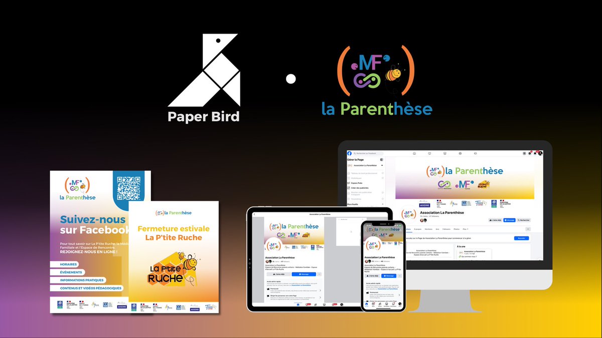 Paper Bird accompagne l’association La Parenthèse à Avallon : médiation familiale, accueil parents/enfants, LAEP La P’tite Ruche 🐝

Création de leur page Facebook et supports divers 🌐

Prochaine étape : leur nouveau site web ✨

#Avallon #Famille #MédiationFamiliale #PaperBird