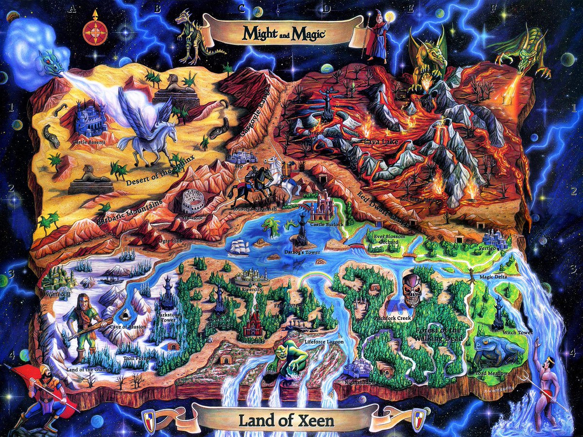 Awesome classic Land of Xeen map painting 1992!
#retrogaming #boxart #LandOfXeen #popculture #illustration