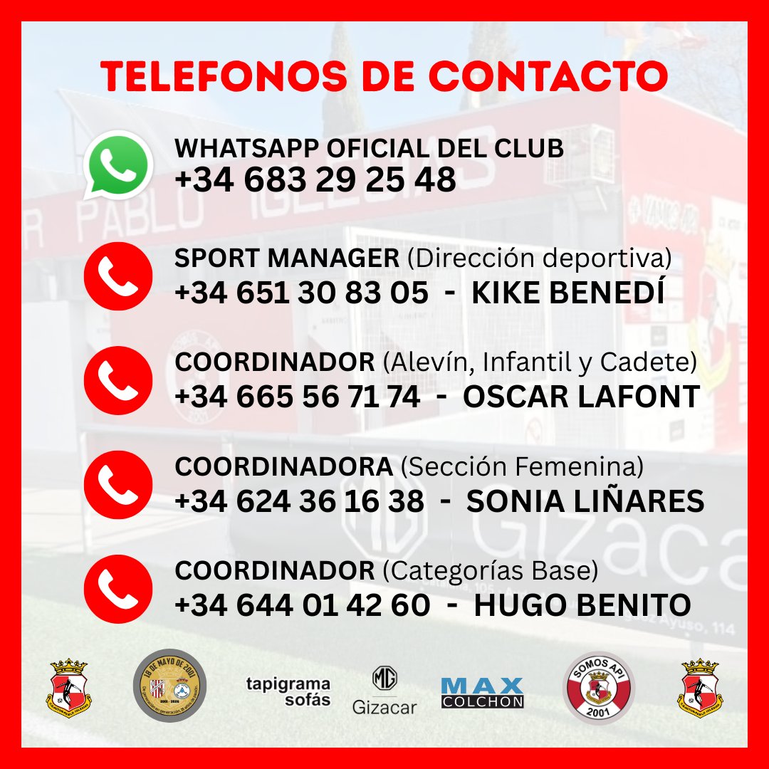 ActurPIglesias's tweet photo. ☎️ NUESTROS CONTACTOS 

Estos los contactos de nuestros coordinadores y de la dirección deportiva para la temporada 2025/26.

#SomosApi
#VAMOSAPI
#nuevaera https://t.co/UuEenmnhap