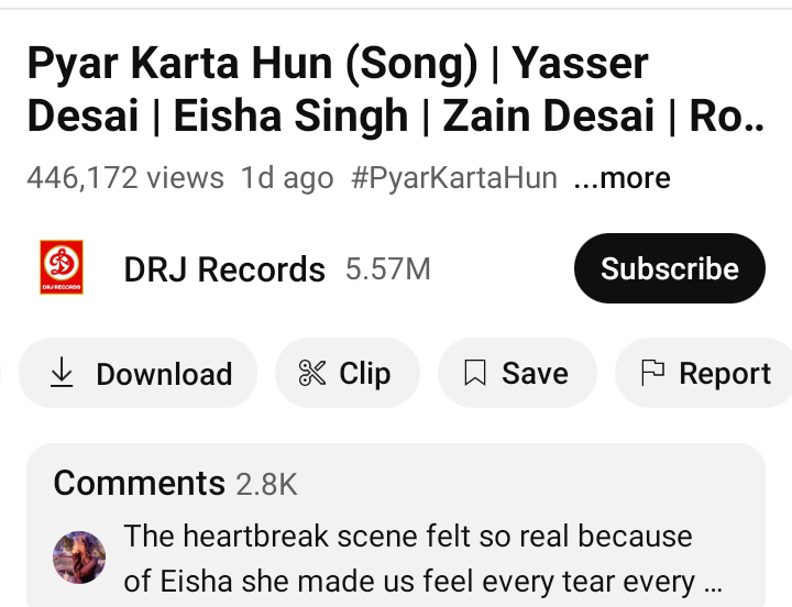 mohsin_muz73750's tweet photo. In 1 day 446k views with 2.8k comments and in 2 days almost 3M views with just 3.4k comments 😂😂how 🤡 almost 1.5M views increase but only 600 comments increase? 🤡😂 #Yaseerdesai #Eishasingh #Avisha #Drjrecords https://t.co/ji2JZHzFxI