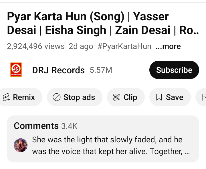 mohsin_muz73750's tweet photo. In 1 day 446k views with 2.8k comments and in 2 days almost 3M views with just 3.4k comments 😂😂how 🤡 almost 1.5M views increase but only 600 comments increase? 🤡😂 #Yaseerdesai #Eishasingh #Avisha #Drjrecords https://t.co/ji2JZHzFxI