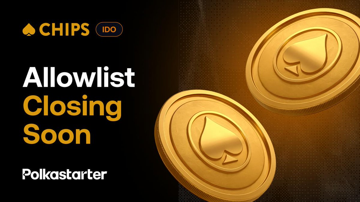 polkastarter's tweet photo. 📢 Final Call: CHIPS PROTOCOL IDO Allowlist Closing Soon!

Time’s almost up! The allowlist for the @chipsprotocol IDO on Polkastarter is closing soon.
Don’t miss your chance to be part of the first Layer 1 blockchain purpose-built for provably fair iGaming & prediction markets.

Join the Allowlist Now: https://t.co/s9rfoTsyqz

⚡ Fast. Fair. Fully On-Chain.
🎰 Own the House. Power the Game.