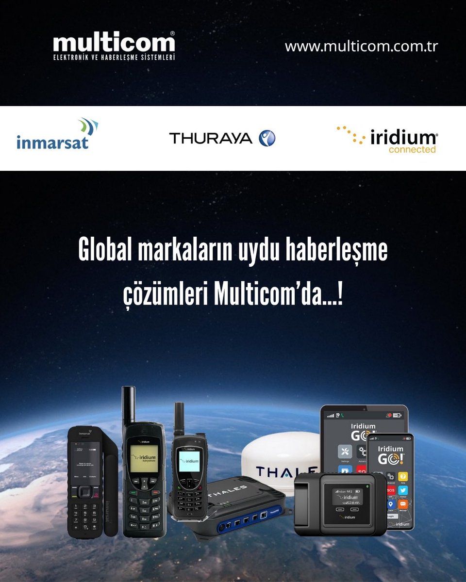 📡 Dünya Nerede Olursanız Olun, Bağlantınız Bizimle Güvende!

Kara, deniz veya hava fark etmez — en uzak noktada bile kesintisiz iletişim sizinle!

🌍 Her Koşulda, Her Yerde Haberleşme

#UyduHaberleşme #Thuraya #Inmarsat #Iridium #MulticomHaberleşme #Kesintisizİletişim